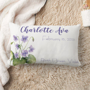 Coussin Rectangle Fleur du mois de naissance de février Violettes