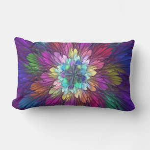 Coussin Rectangle Fleur psychédélique colorée Art fractal Abstrait