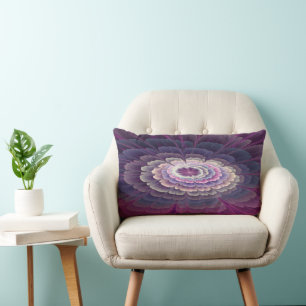 Coussin Rectangle Fleur rayante Coloré Abstrait Fractal Art rose