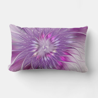 Coussin Rectangle Fleur Rose Violet Passion Abstrait Art Fractal