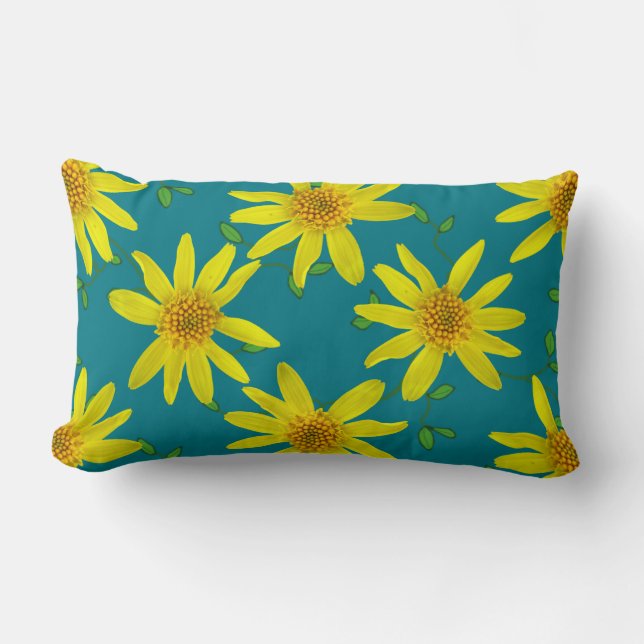 Coussin Rectangle Fleur sauvage jaune botanique sur toute couleur (Recto)