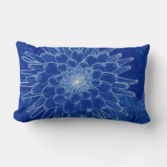 Coussin Rectangle fleur sur bleu (Recto)
