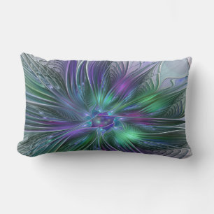 Coussin Rectangle Fleur vert violet Art Abstrait moderne Fractal