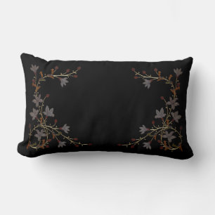 Coussin Rectangle Fleurs Art Déco sur fond noir