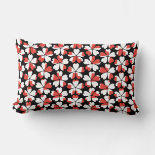 Coussin Rectangle Fleurs blanches rouges mignons motif