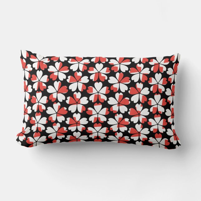 Coussin Rectangle Fleurs blanches rouges mignons motif (Recto)