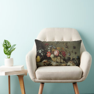 Coussin Rectangle Fleurs, coquilles et insectes Balthasar van der As