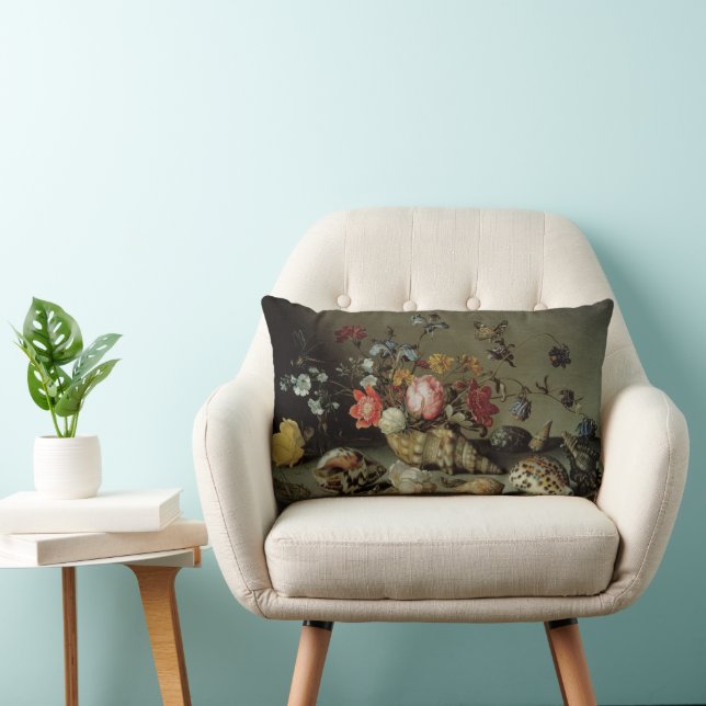 Coussin Rectangle Fleurs, coquilles et insectes Balthasar van der As (Chaise)