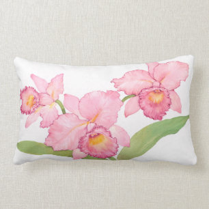 Coussin Rectangle Fleurs d'aquarelle rose exotique