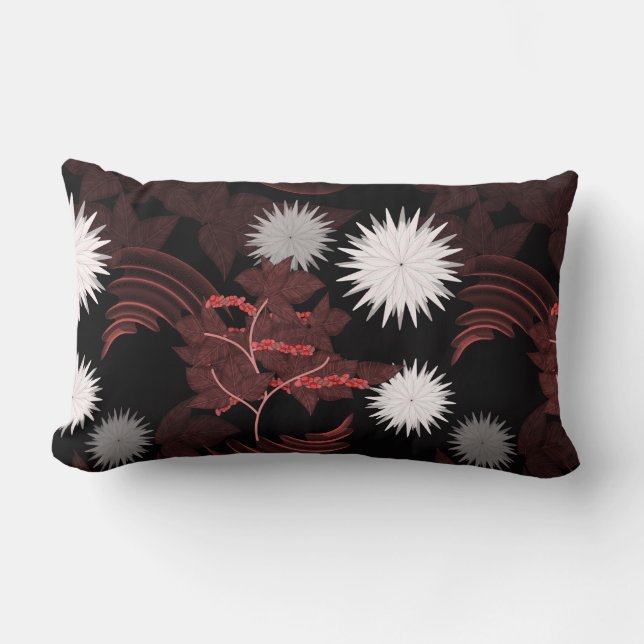 Coussin Rectangle Fleurs de café rouge. (Recto)