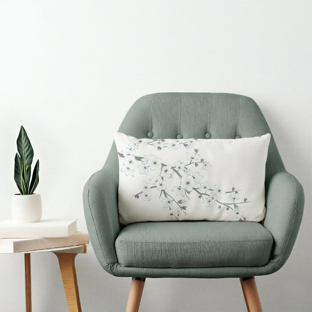 Coussin Rectangle Fleurs de cerisier blanches Choisir le fond (Créateur téléchargé)