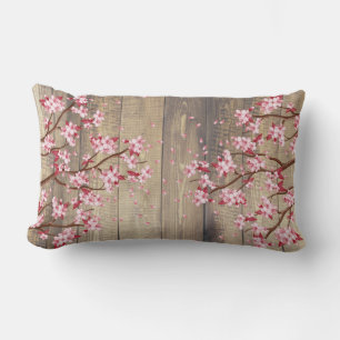 Coussin Rectangle Fleurs de cerisier rose japonais Branches Bois