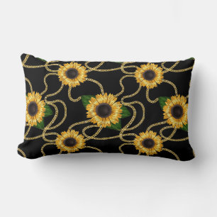 Coussin Rectangle Fleurs de soleil jaunes élégantes Motif élégant su