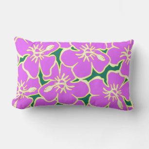 Coussin Rectangle Fleurs d'Hibiscus rose Tropical Hawaiian Luau