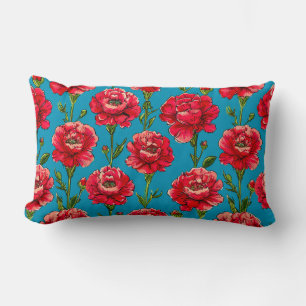 Coussin Rectangle Fleurs d'Œillet Décoration de Maison Botanique