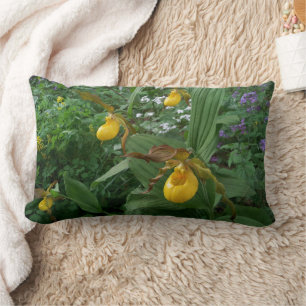 Coussin Rectangle Fleurs d'orchidées à glisse de la Dame Jaune en fl