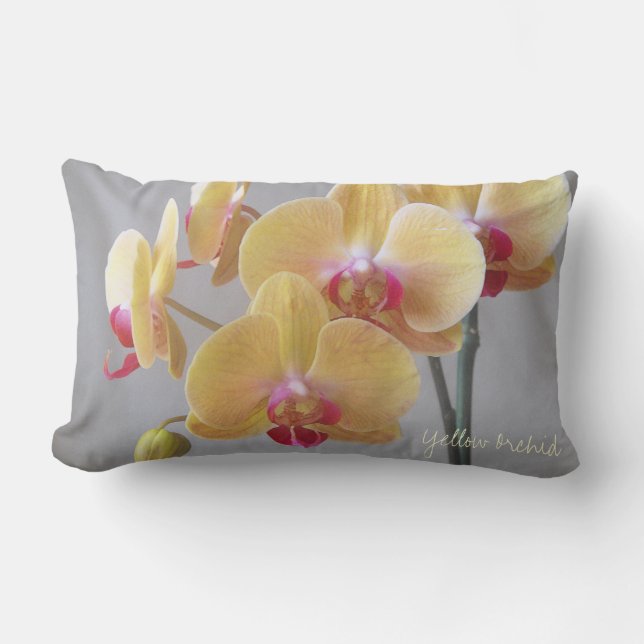 Coussin Rectangle Fleurs d'orchidées jaunes (Recto)