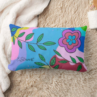 Coussin Rectangle Fleurs d'oreiller et Feuilles E.Stewart