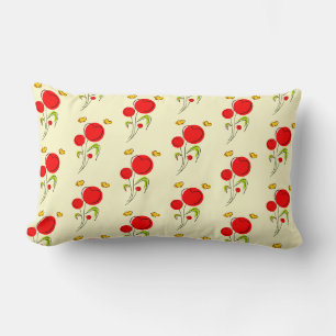 Coussin Rectangle Fleurs du Coeur Rouge et Motif des papillons jaune