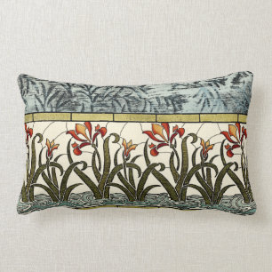 Coussin Rectangle Fleurs en verre souillé avec la frontière bronzage