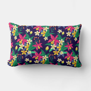 Coussin Rectangle Fleurs Exotiques Colorées Motif Feuilles-23021