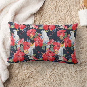 Coussin Rectangle Fleurs florales Fleurs de feuillage Hibiscus rouge