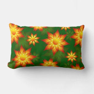 Coussin Rectangle Fleurs florales jaunes avec Arrière - plan vert-57