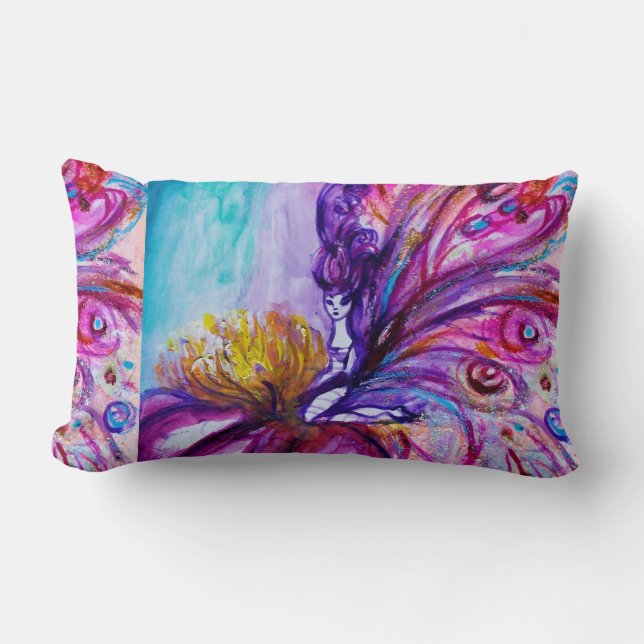 COUSSIN RECTANGLE FLEURS MORTES BLANCHES EN ROSE, PARKLES D'OR (Recto)