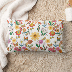 Coussin Rectangle Fleurs psychédéliques Motif x4