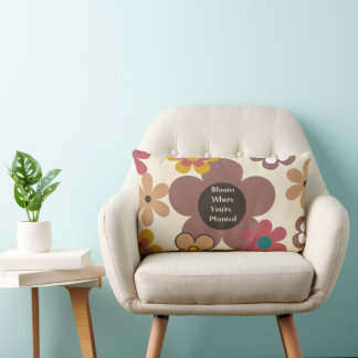 Coussin Rectangle Fleurs rétro "Bloom là où vous êtes planté"
