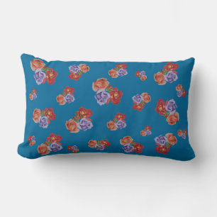 Coussin Rectangle fleurs roses rouges et bourgeons roses fleurs flor