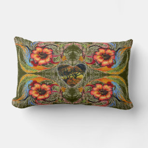 Coussin Rectangle Fleurs rouges, Coeur foncé imaginaire victorien