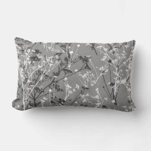 Coussin Rectangle Fleurs sauvages Abstraits modernes gris noir blanc