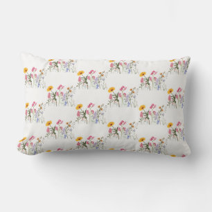 Coussin Rectangle Fleurs sauvages, Vintage Pastel Floral Botanique