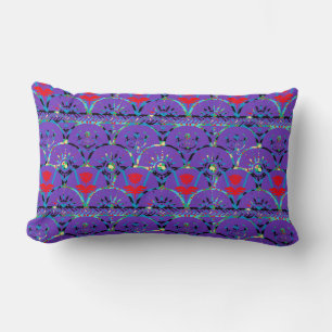 Coussin Rectangle Fleurs violettes et rouges   Lever de soleil bohèm