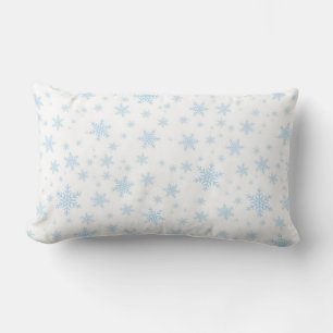 Coussin Rectangle Flocons de neige bleu clair sur fond blanc