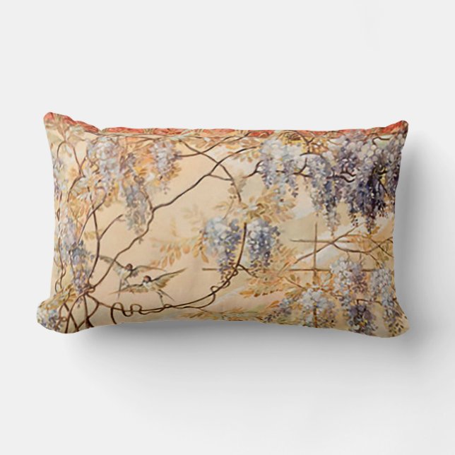 Coussin Rectangle Floral avec des oiseaux (Recto)