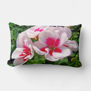Coussin Rectangle Floral de géranium rose et rouge