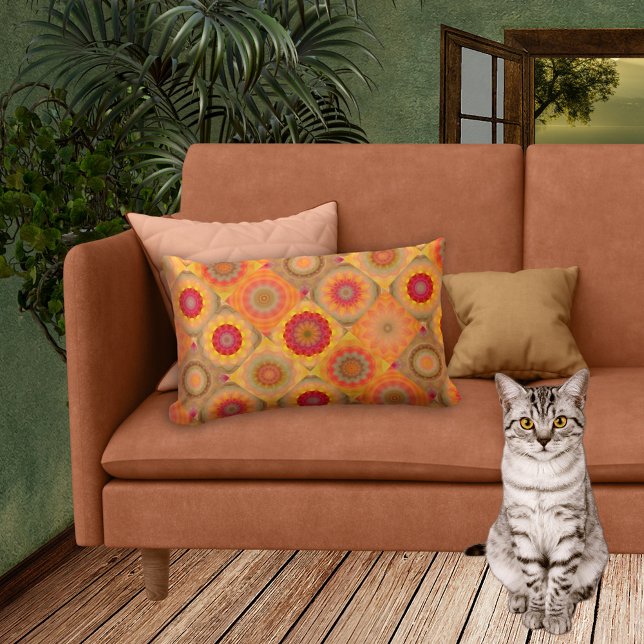 Coussin Rectangle Floral Mandala Patchwork or Quilt Pattern Pillow (Créateur téléchargé)