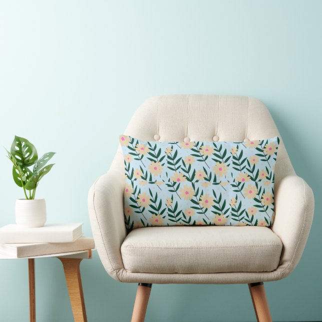 Coussin Rectangle Floral moderne élégant (Chaise)