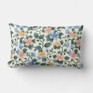 Coussin Rectangle Flore bleue et verte sereine