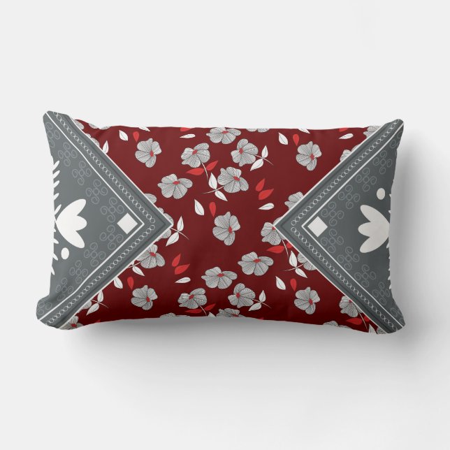 Coussin Rectangle Flore de Bandannas gris (Recto)