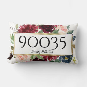 Coussin Rectangle Flore Personnalisé Merlot Marine Gold City State Z