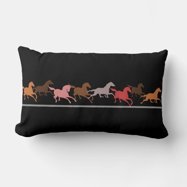 Coussin Rectangle Fonctionnement de chevaux sauvages (Recto)