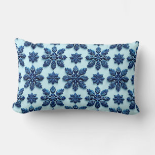 Coussin Rectangle Fond à motif flocon de neige bleu