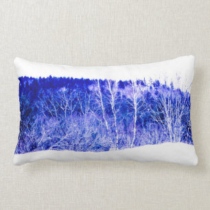 Coussin Rectangle forêt bleu nuit brillante dans la neige