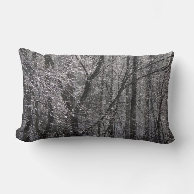 Coussin Rectangle Forêt de l'épaisse glacée dans la lumière du matin (Recto)