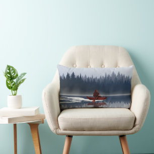 Coussin Rectangle Forêt de pins sauvage du lac Bigfoot