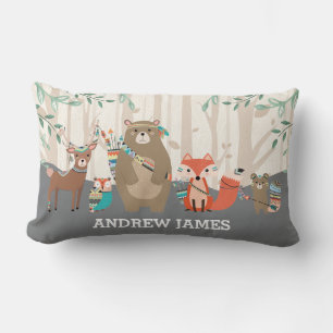 Coussin Rectangle Forêt tribale de région boisée de pièce de crèche