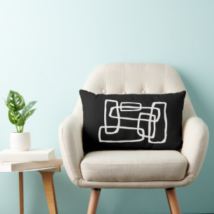 Coussin Rectangle Formes Abstraites Noir + Blanc